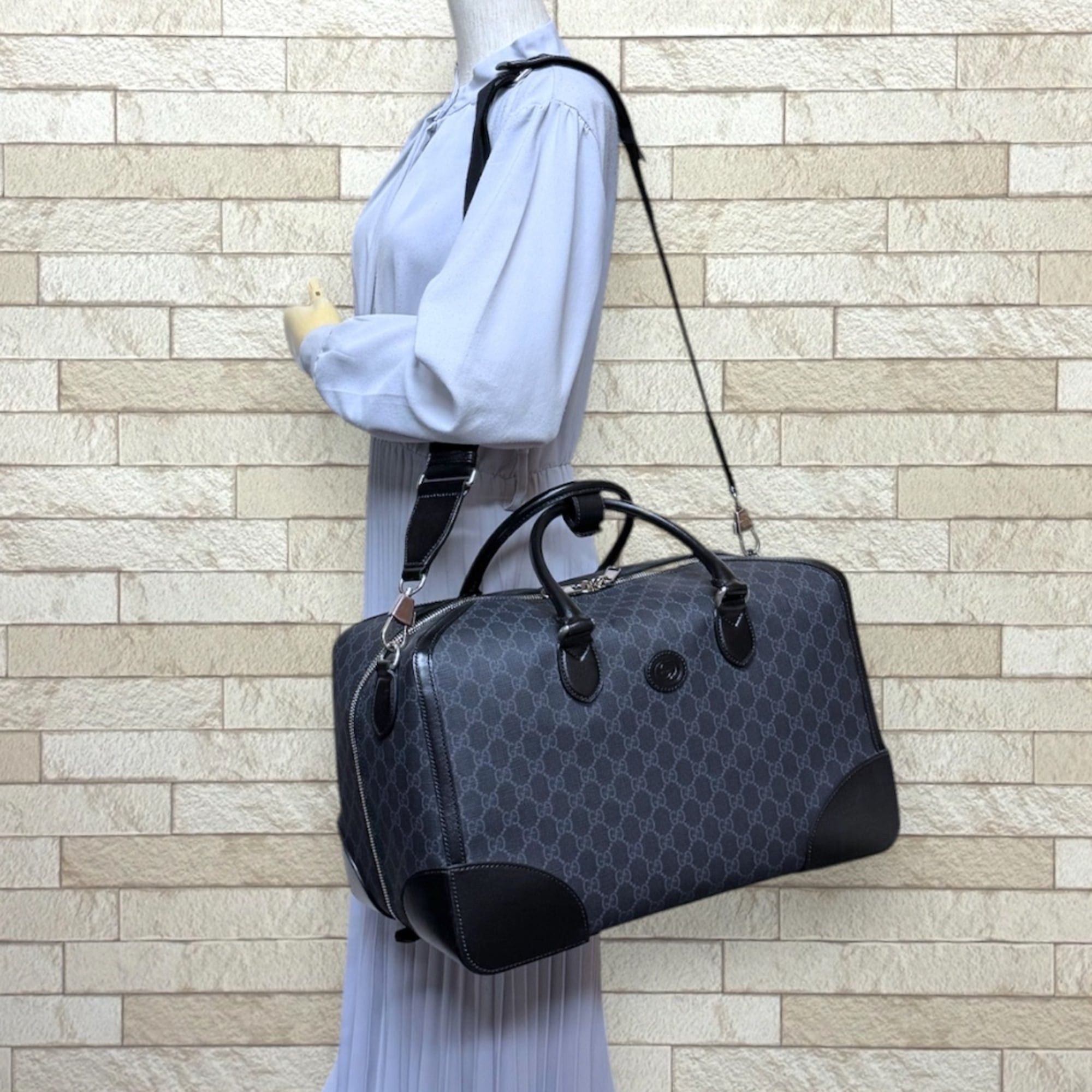 Gucci Gucci Interlocking G Duffle Bag, Boston GG Supreme Canvas 696014, Black, Men's/Women's, GUCCI 2-way Size ONE SIZE - 2 Thumbnail
