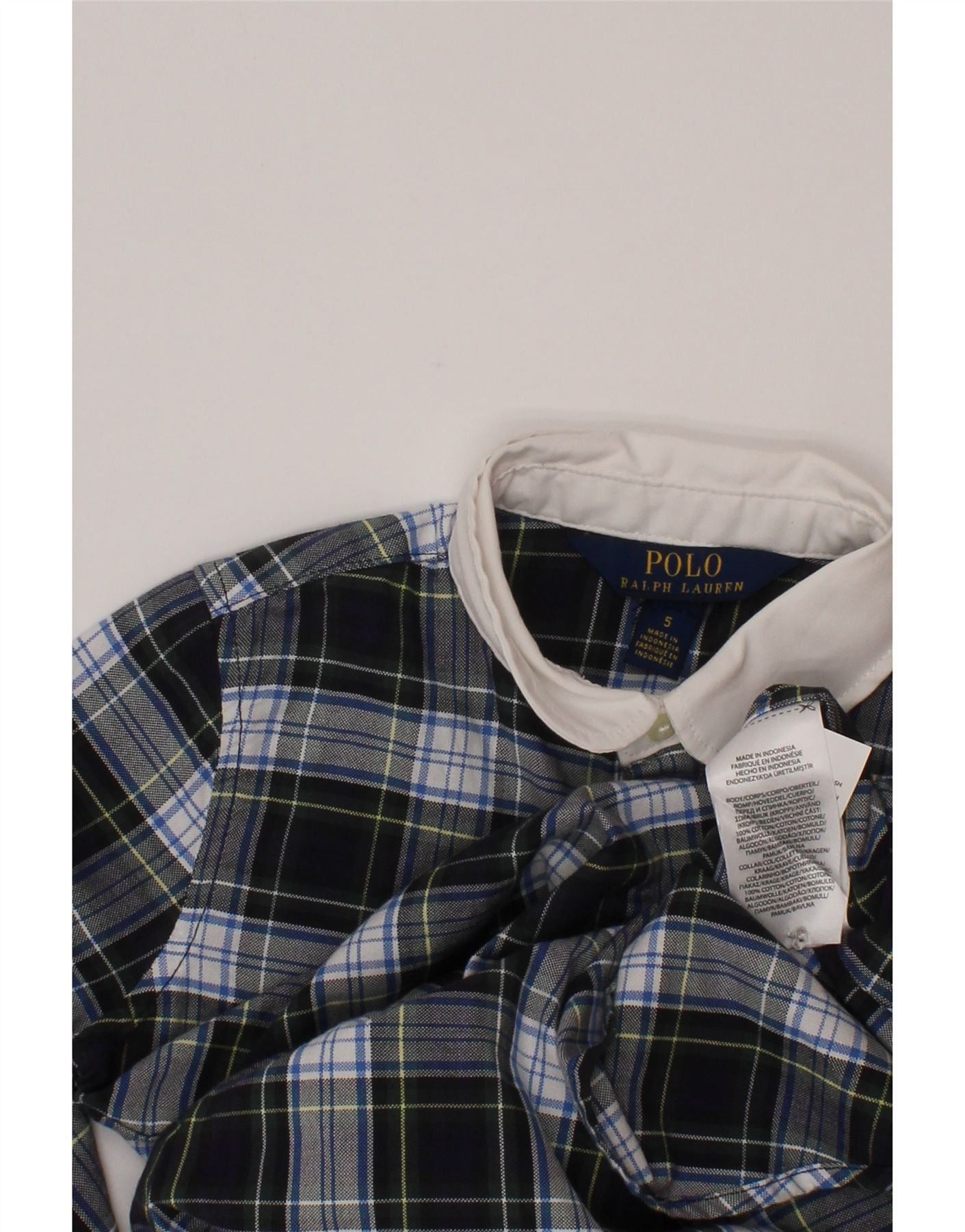 Polo Ralph Lauren Girls Shirt Dress 4-5 Years Navy Blue Check Cotton Size XS / US 0-2 / IT 36-38 - 3 Thumbnail