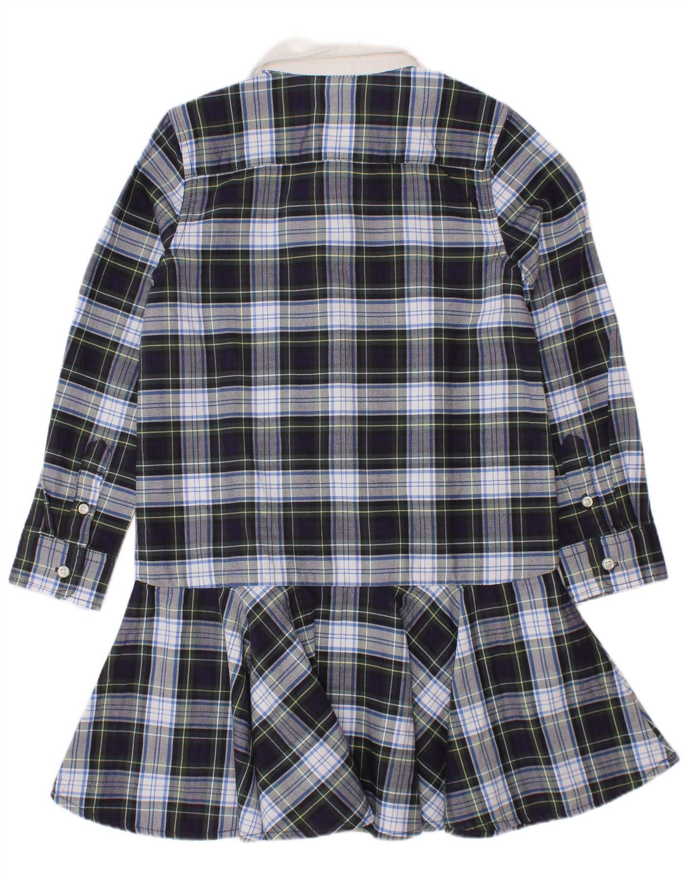 Polo Ralph Lauren Girls Shirt Dress 4-5 Years Navy Blue Check Cotton Size XS / US 0-2 / IT 36-38 - 2 Thumbnail