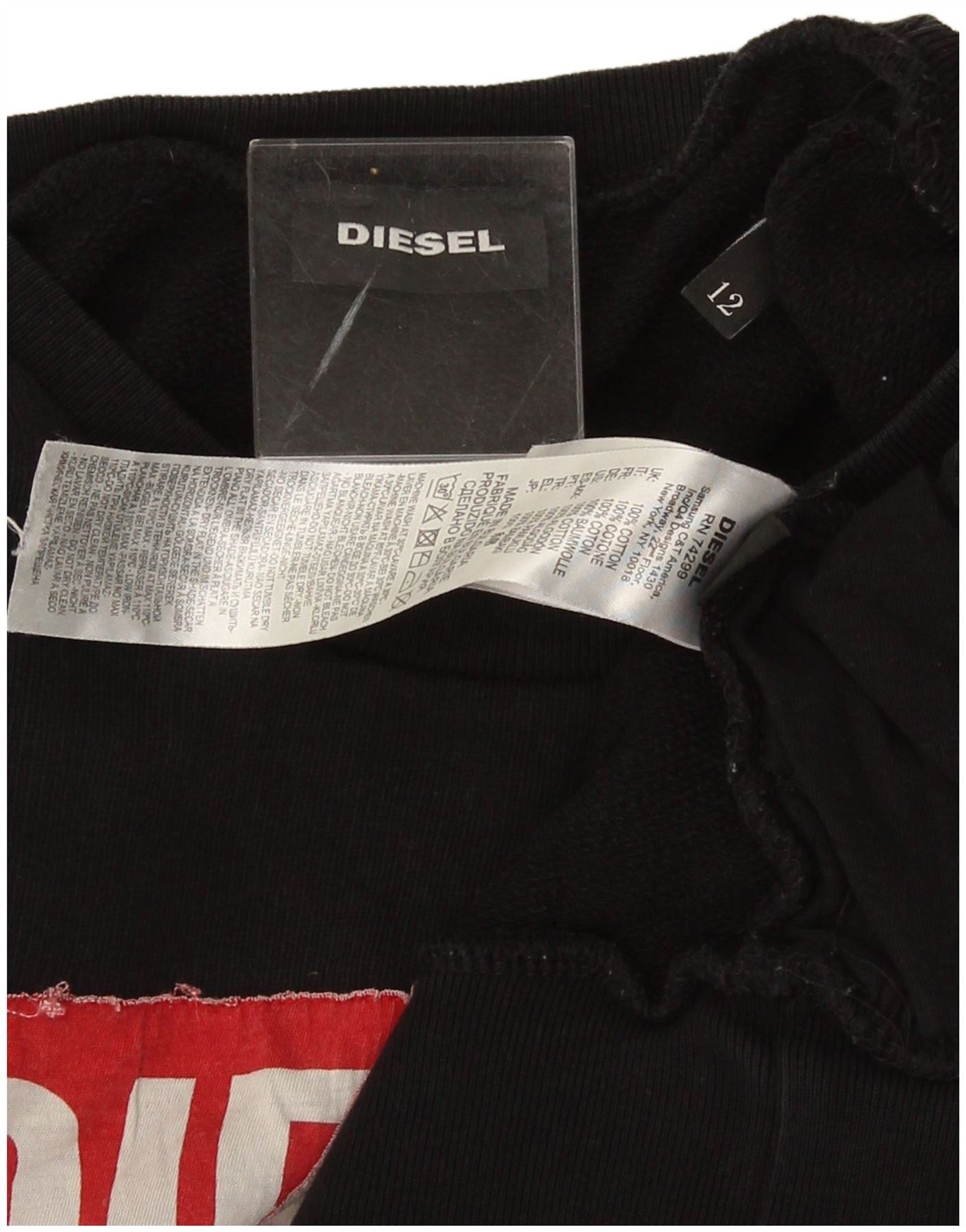 Diesel Womens Graphic Sweatshirt Jumper UK 12 Medium Black Cotton Size S / US 4 / IT 40 - 3 Thumbnail
