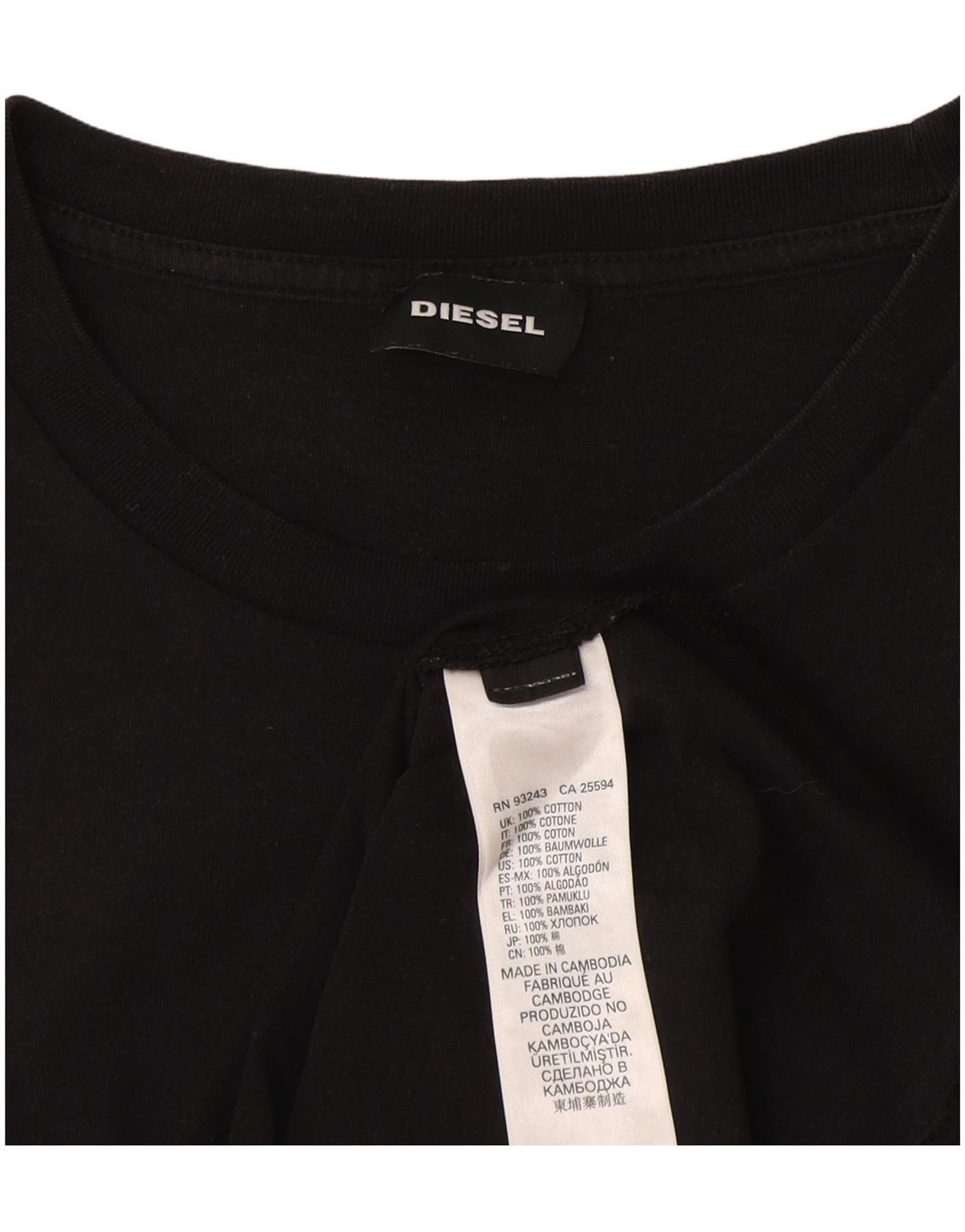 Diesel Mens Graphic T-Shirt Top Large Black Cotton Size US XL / EU 56 / 4 - 4 Thumbnail