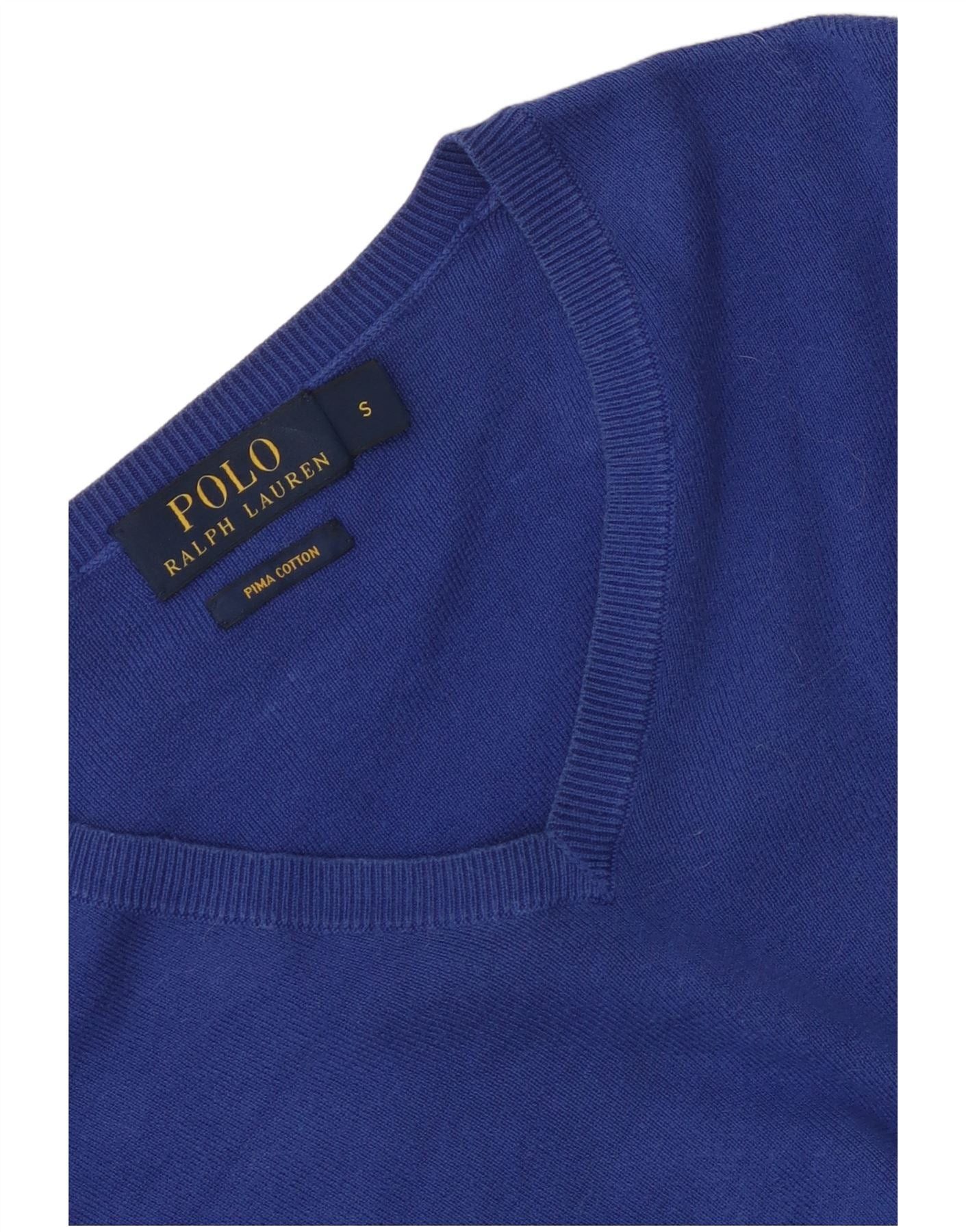 Polo Ralph Lauren Mens V-Neck Jumper Sweater Small Blue Cotton Size US S / EU 44-46 / 1 - 3 Thumbnail
