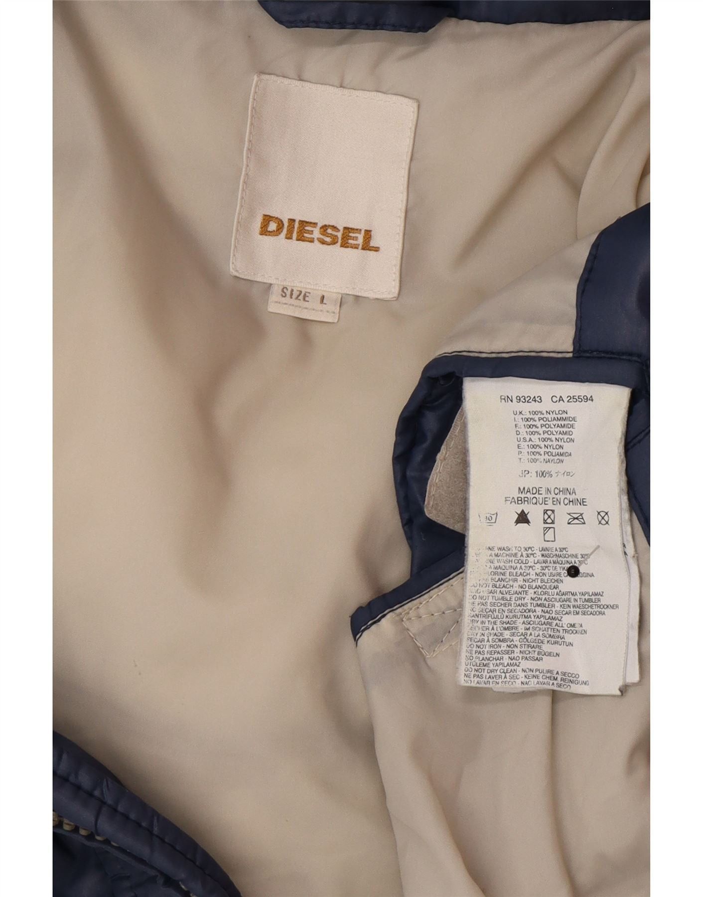 Diesel Mens Padded Jacket UK 40 Large Navy Blue Polyamide Size US XL / EU 56 / 4 - 5 Thumbnail