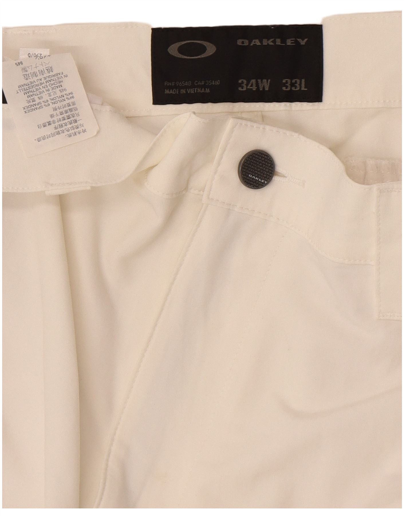 Oakley Mens Straight Chino Trousers W34 L33 White Nylon Size US 34 / EU 50 - 4 Thumbnail