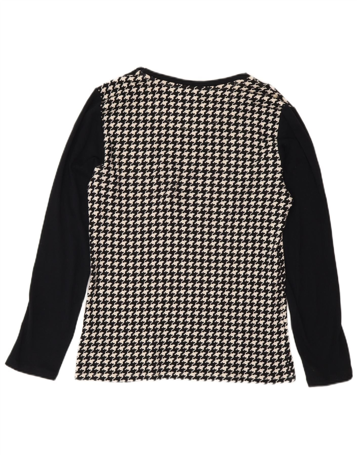 Ralph Lauren Womens Blouse Top UK 12 Medium Black Houndstooth Cotton Size XS / US 0-2 / IT 36-38 - 2 Thumbnail