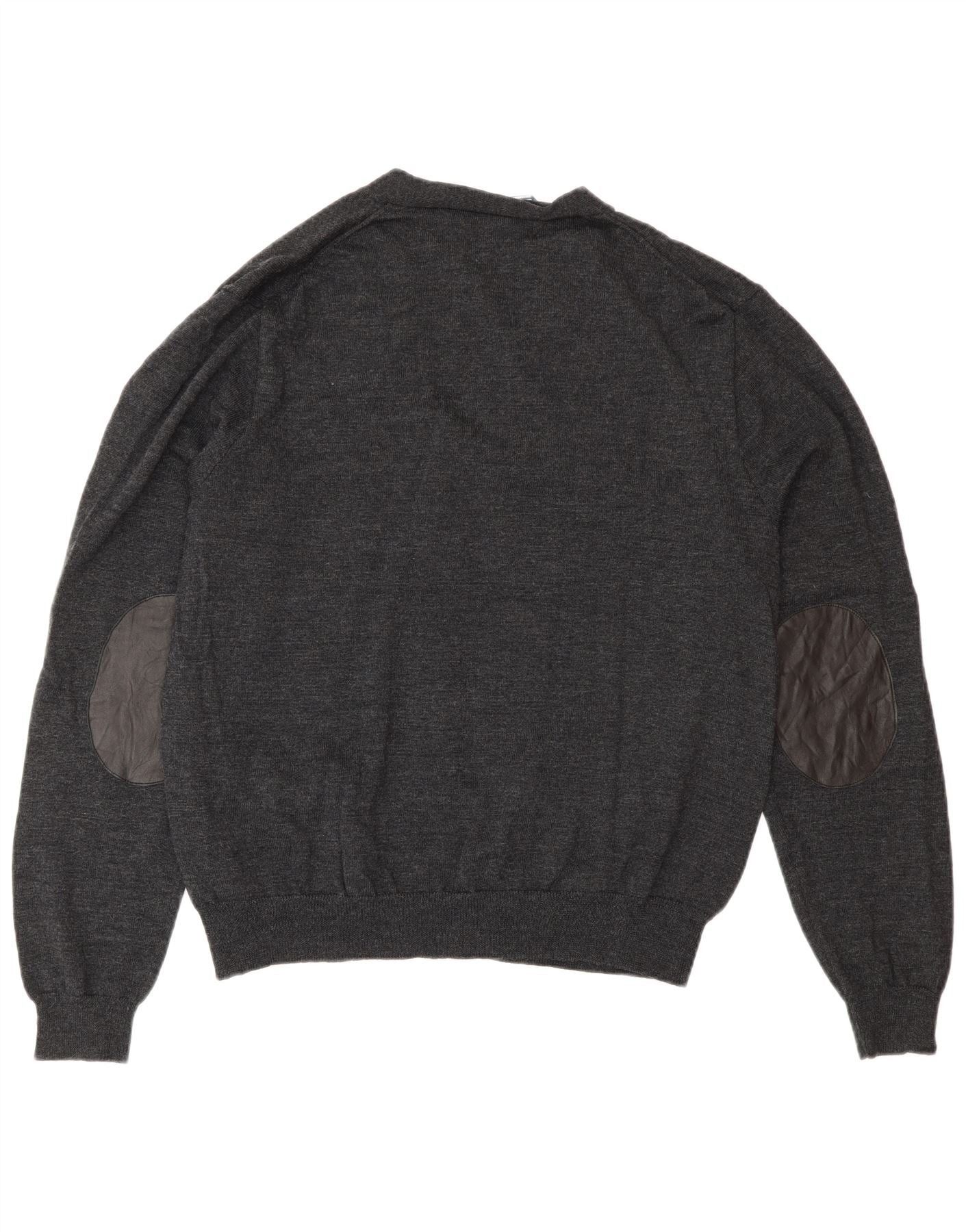 Polo Ralph Lauren Mens Cardigan Sweater XL Grey Wool Size US L / EU 52-54 / 3 - 2 Thumbnail