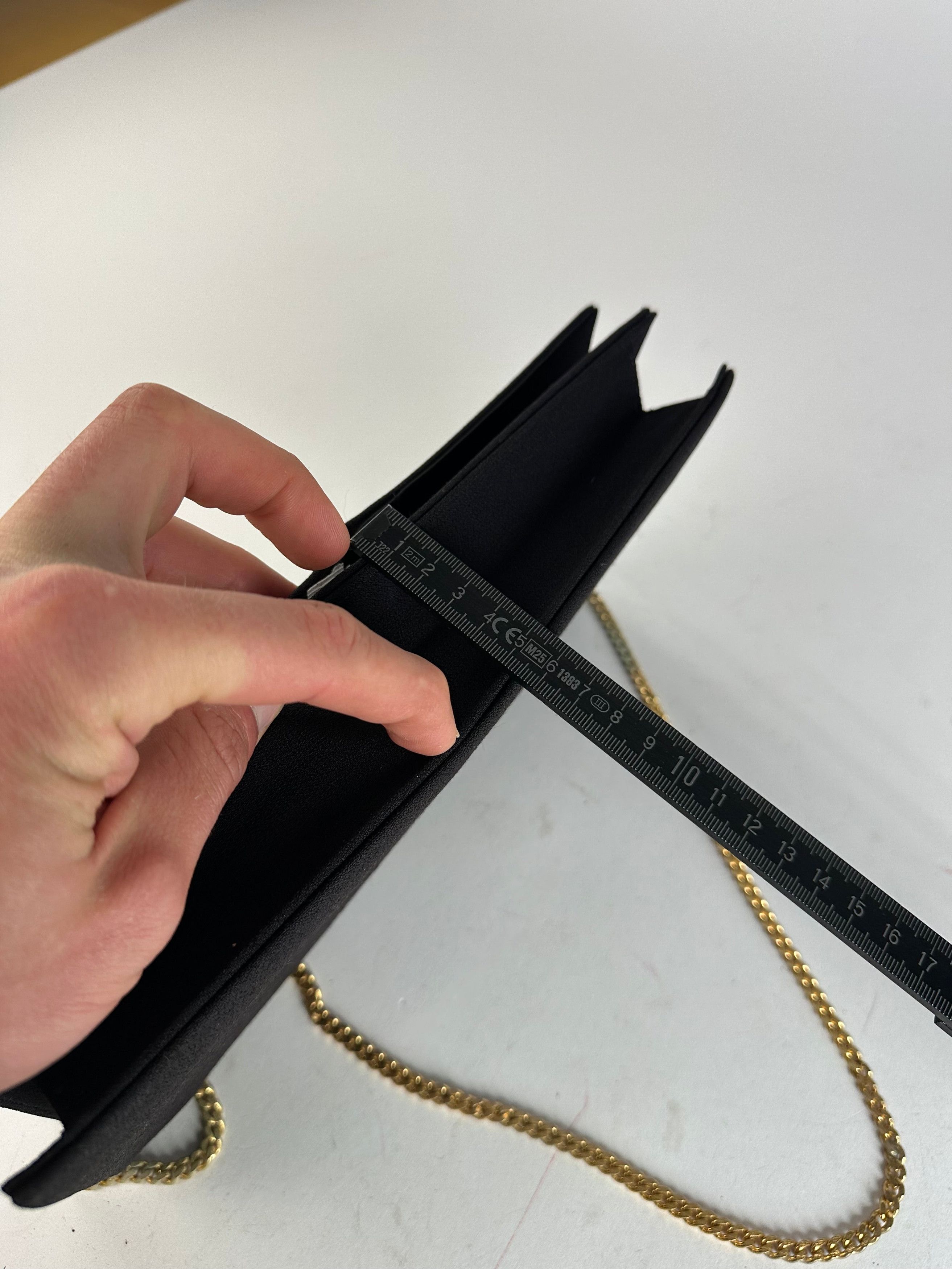 Dior Vintage CD Logo Satin Evening Clutch with Chain Black Size ONE SIZE - 11 Thumbnail