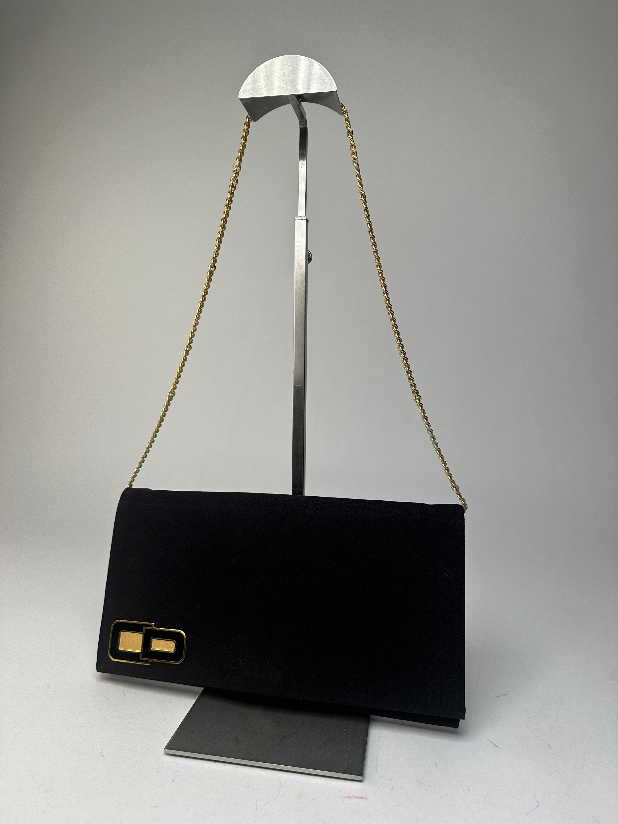 Dior Vintage CD Logo Satin Evening Clutch with Chain Black Size ONE SIZE - 13 Thumbnail