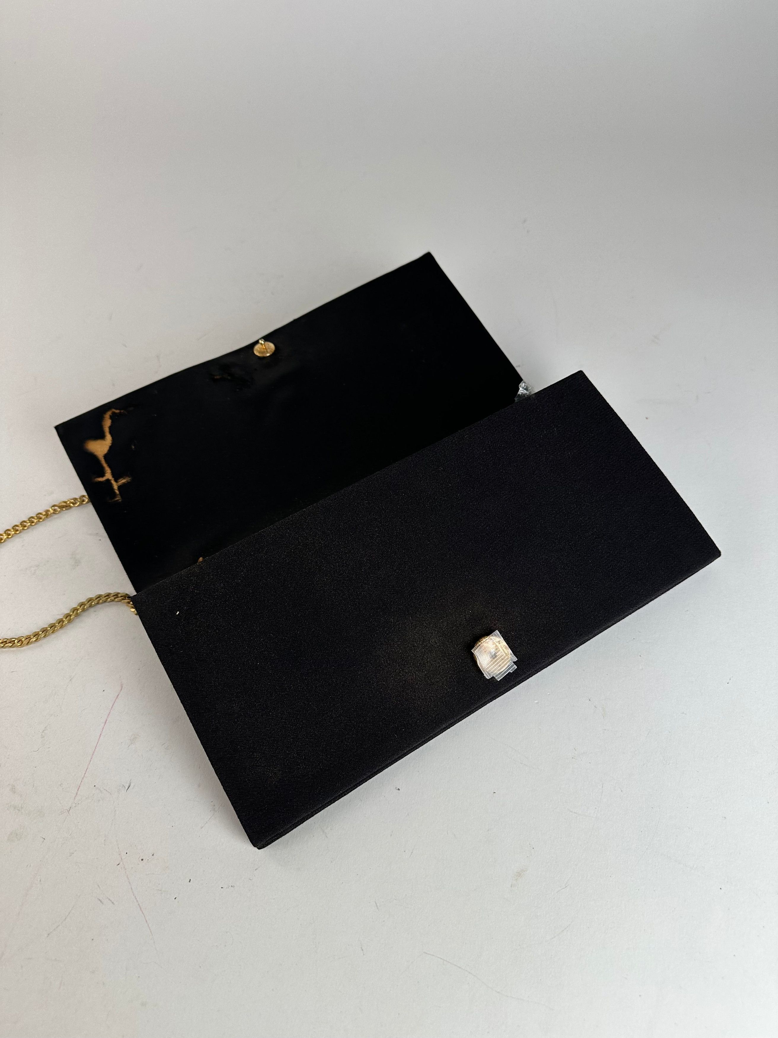Dior Vintage CD Logo Satin Evening Clutch with Chain Black Size ONE SIZE - 6 Thumbnail
