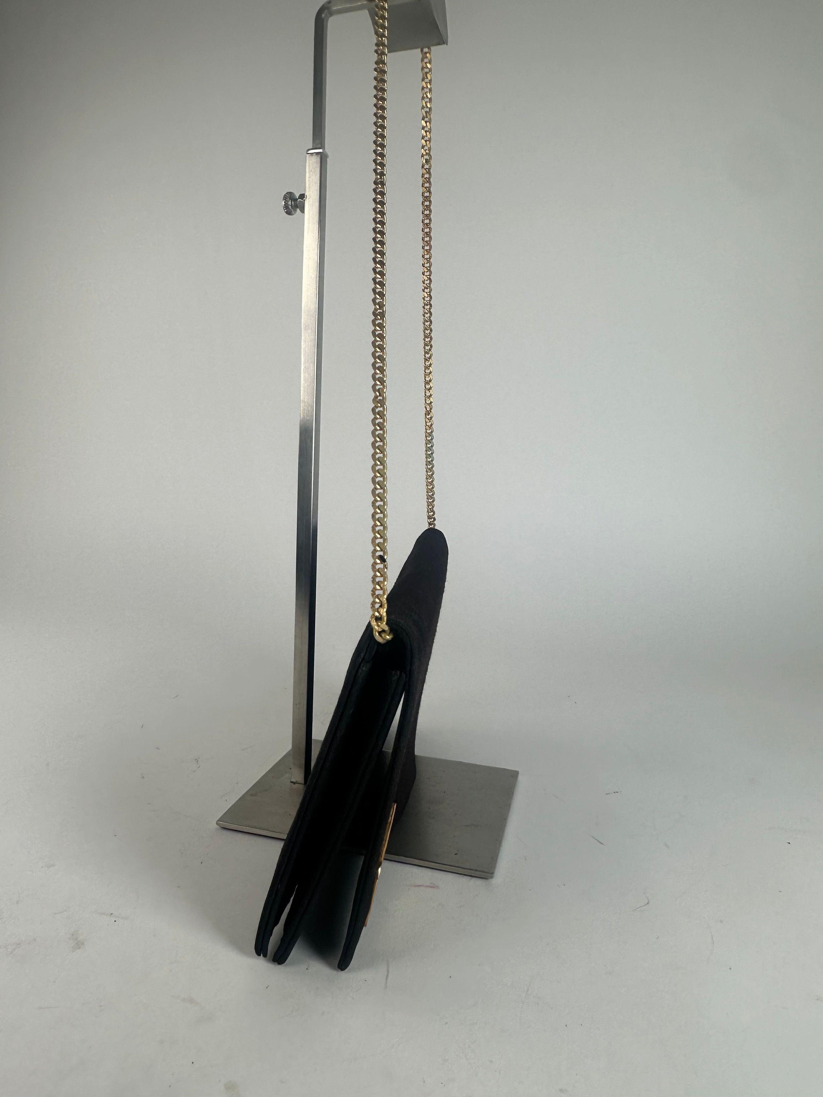 Dior Vintage CD Logo Satin Evening Clutch with Chain Black Size ONE SIZE - 3 Thumbnail