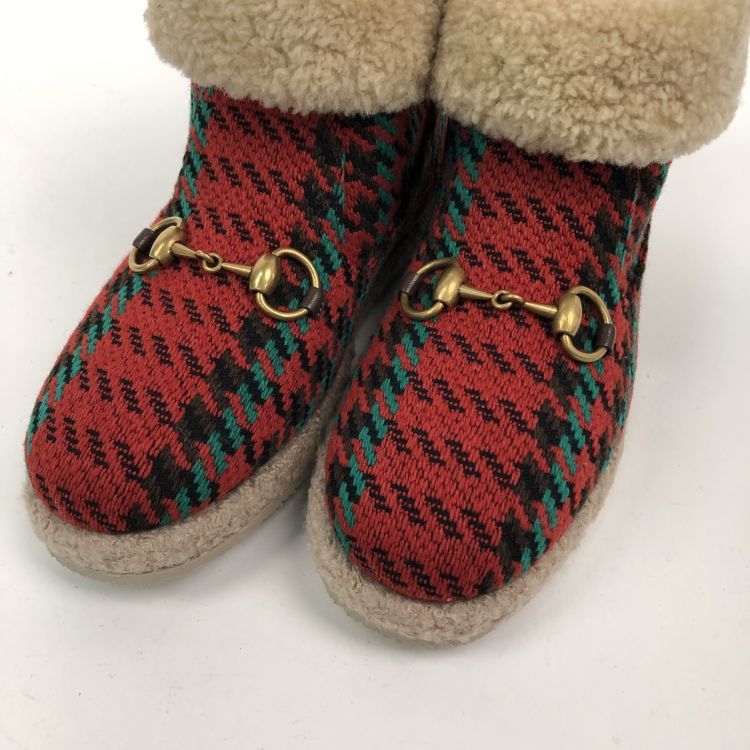 Gucci Gucci Houndstooth Horsebit Shearling Boots Size 36 Size US 6 / IT 36 - 10 Thumbnail