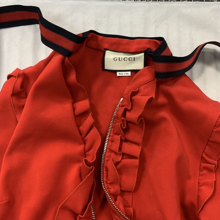 Gucci Gucci Red Ruffle Zip-Up Dress Size M Size M / US 6-8 / IT 42-44 - 10 Thumbnail