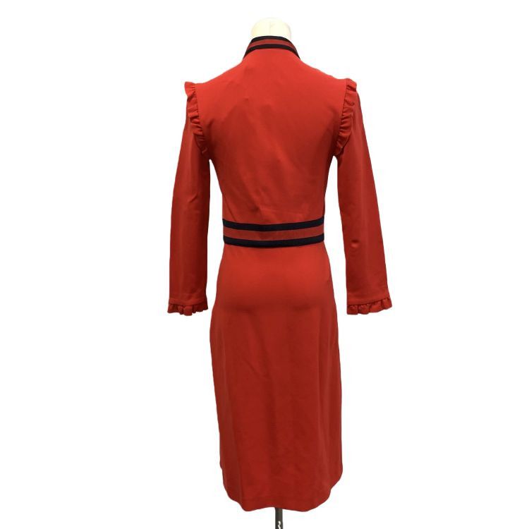 Gucci Gucci Red Ruffle Zip-Up Dress Size M Size M / US 6-8 / IT 42-44 - 2 Thumbnail