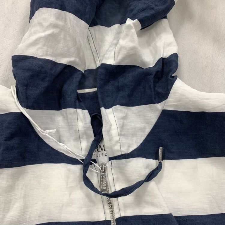 Armani Collezioni Armani Collezioni Striped Linen Hoodie Size 40 Size S / US 4 / IT 40 - 6 Thumbnail