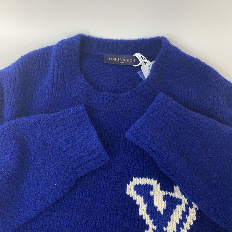 Louis Vuitton Louis Vuitton Logo Blue Knit Sweater XXL Size US XXL / EU 58 / 5 - 9 Thumbnail