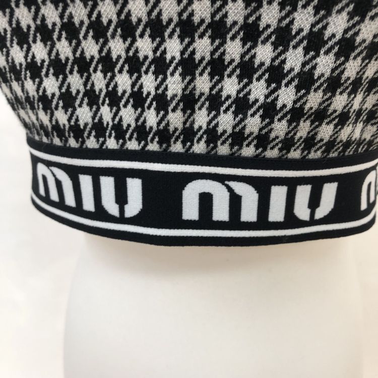 Miu Miu Miu Miu Houndstooth Logo Waistband Top Size 36 Size XS / US 0-2 / IT 36-38 - 7 Thumbnail