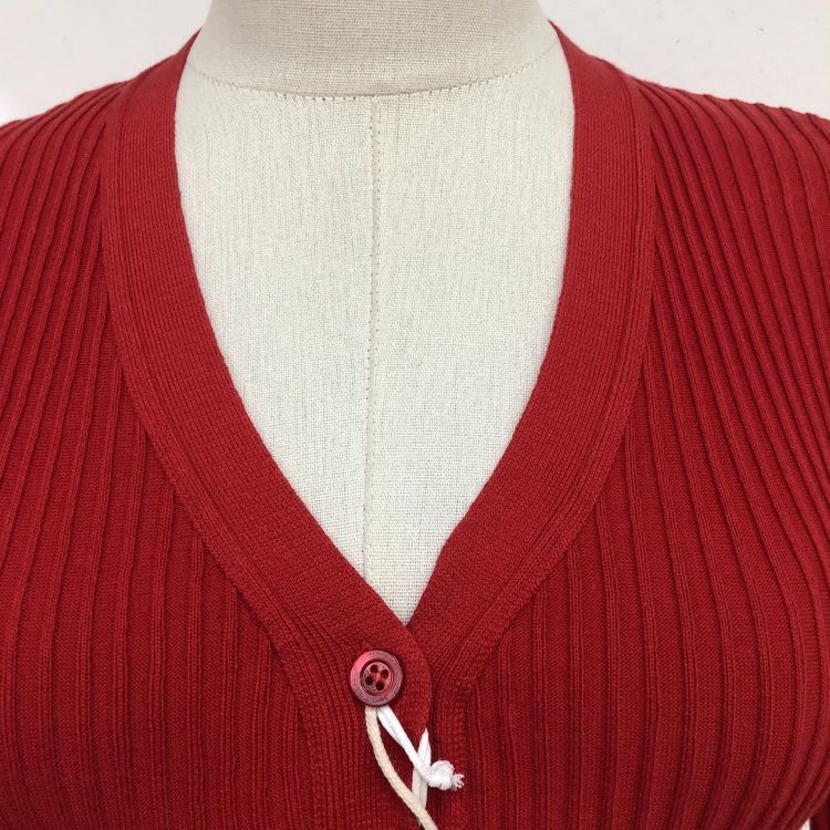 Moschino Moschino Red Ribbed Tulle Trim Cardigan Size 40 Size S / US 4 / IT 40 - 6 Thumbnail