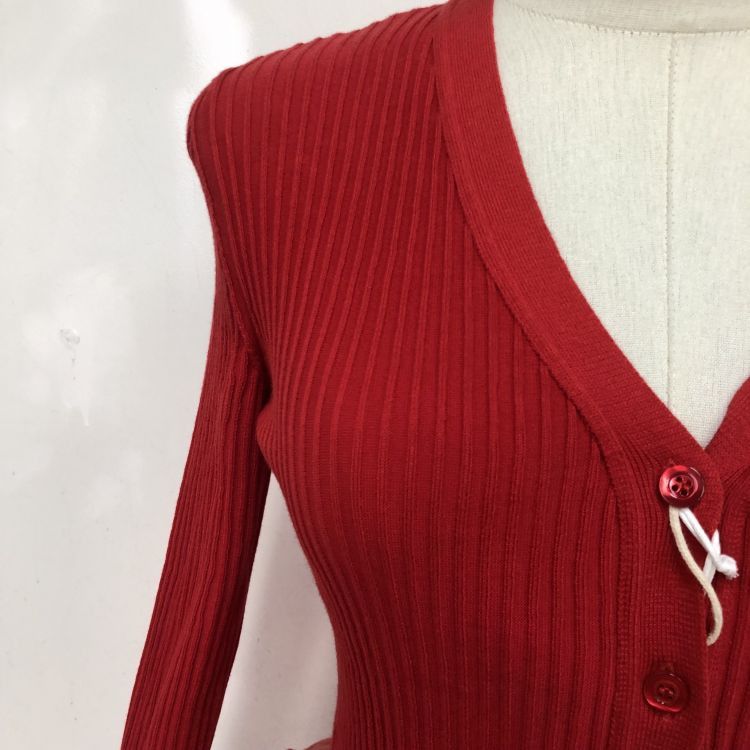 Moschino Moschino Red Ribbed Tulle Trim Cardigan Size 40 Size S / US 4 / IT 40 - 8 Thumbnail