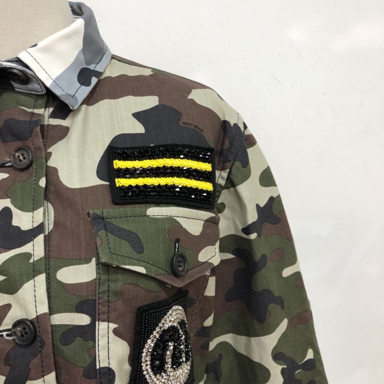 Miu Miu Miu Miu Camouflage Crystal Embellished Jacket Size 38 Size XS / US 0-2 / IT 36-38 - 8 Thumbnail
