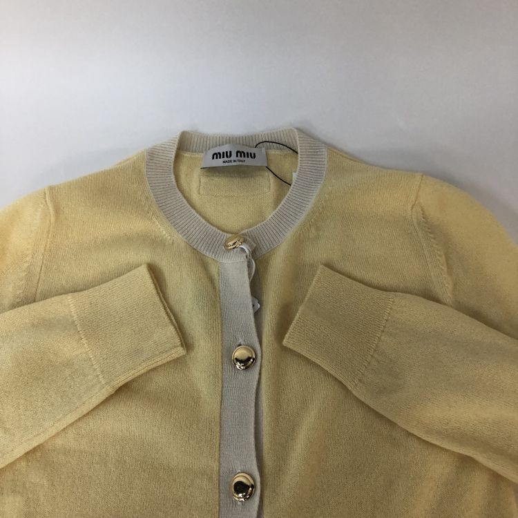 Miu Miu Miu Miu Yellow Cashmere Cardigan Size 36 Size XS / US 0-2 / IT 36-38 - 10 Thumbnail