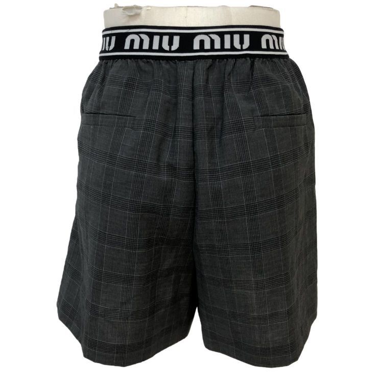 Miu Miu Miu Miu Plaid Logo Elastic Shorts Size 40 Size 27" / US 4 / IT 40 - 2 Thumbnail