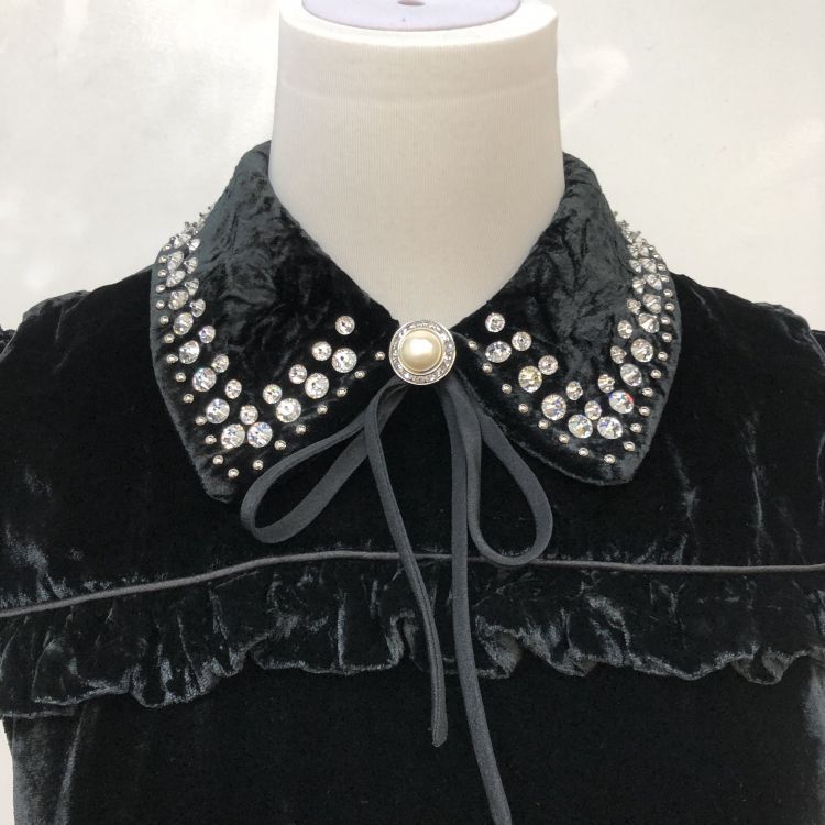 Miu Miu Miu Miu Crystal Collar Velvet Midi Dress Size 38 Size XS / US 0-2 / IT 36-38 - 6 Thumbnail