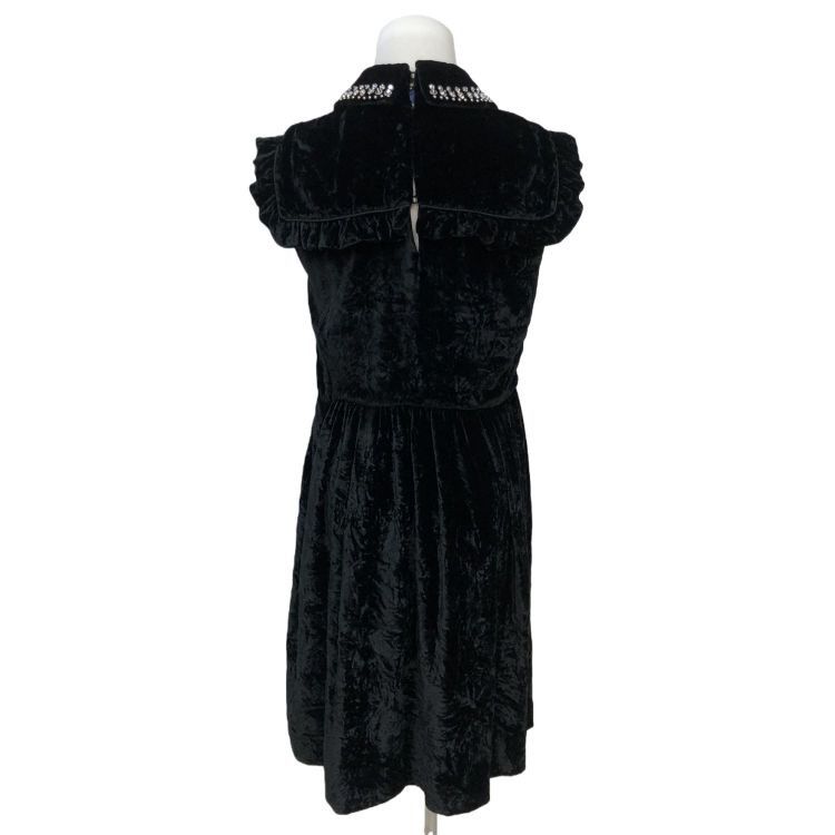 Miu Miu Miu Miu Crystal Collar Velvet Midi Dress Size 38 Size XS / US 0-2 / IT 36-38 - 2 Thumbnail