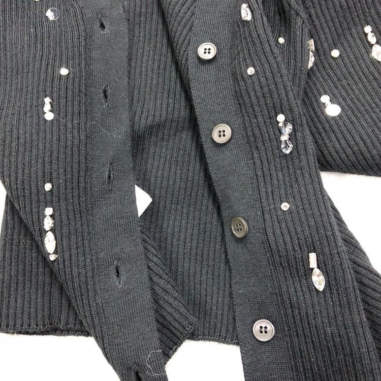 Miu Miu Miu Miu Crystal Embellished Ribbed Cardigan Size 38 Size XS / US 0-2 / IT 36-38 - 8 Thumbnail