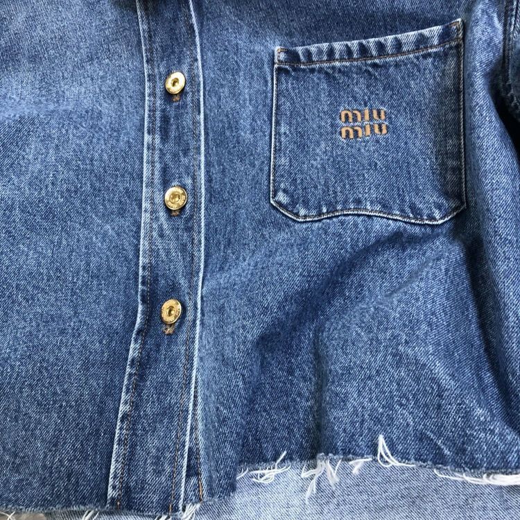Miu Miu Miu Miu Denim Logo Jacket Size 38 Size XS / US 0-2 / IT 36-38 - 7 Thumbnail