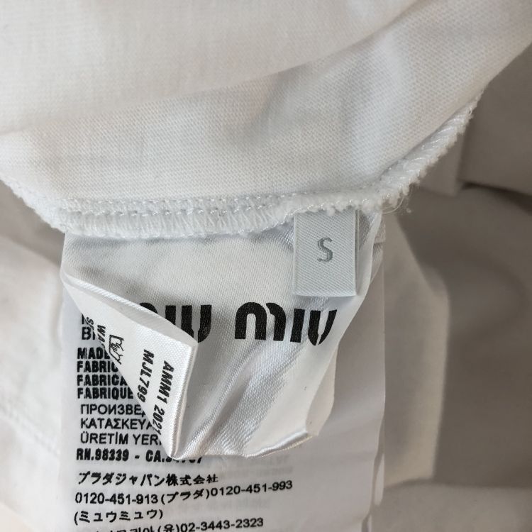 Miu Miu Miu Miu Crystal Embellished Logo Long Sleeve Top Size S Size S / US 4 / IT 40 - 4 Thumbnail