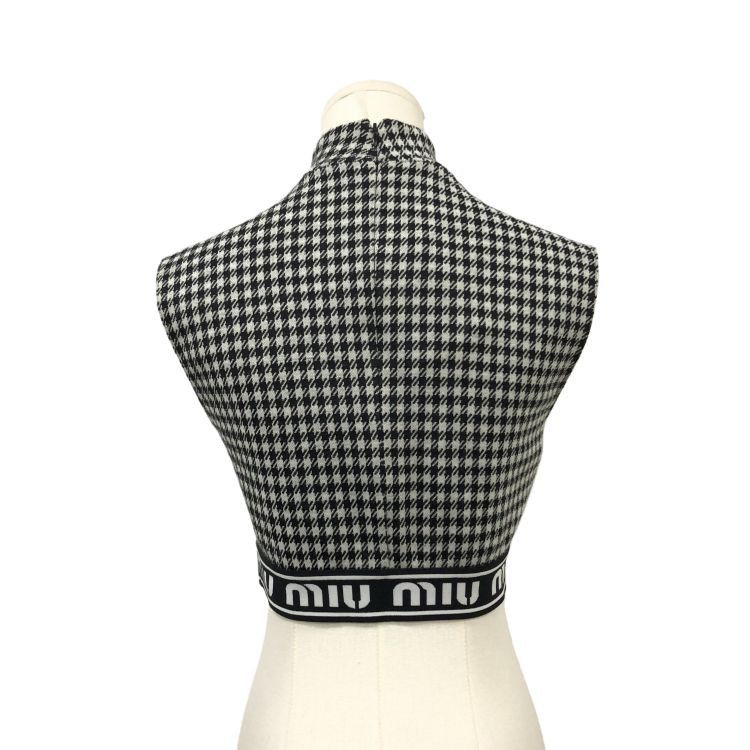 Miu Miu Miu Miu Houndstooth Logo Sleeveless Crop Top Size 38 Size XS / US 0-2 / IT 36-38 - 2 Thumbnail