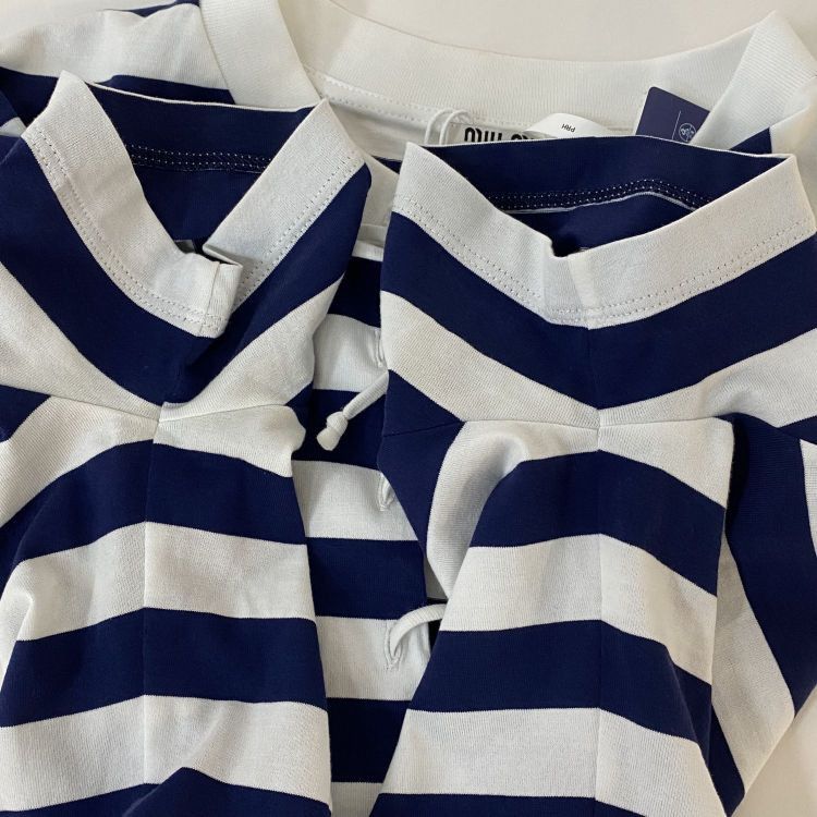 Miu Miu Miu Miu Striped Lace-Up T-Shirt Size M Size M / US 6-8 / IT 42-44 - 11 Thumbnail