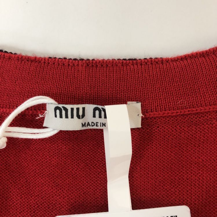 Miu Miu Miu Miu Red Wool Bow Detail Cardigan Size 38 Size XS / US 0-2 / IT 36-38 - 3 Thumbnail
