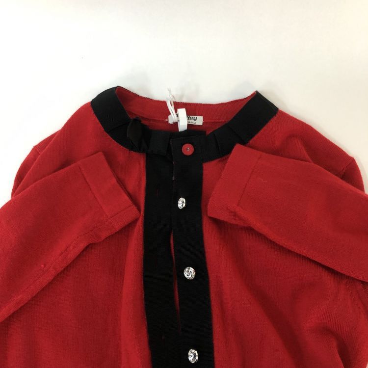 Miu Miu Miu Miu Red Wool Bow Detail Cardigan Size 38 Size XS / US 0-2 / IT 36-38 - 11 Thumbnail