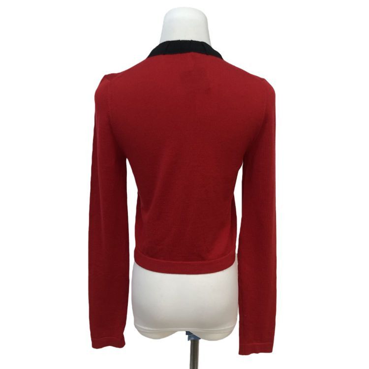Miu Miu Miu Miu Red Wool Bow Detail Cardigan Size 38 Size XS / US 0-2 / IT 36-38 - 2 Thumbnail