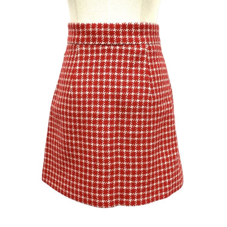 Miu Miu Miu Miu Red Tweed Mini Skirt Size 36 Size 25" / US 0 / IT 36 - 2 Thumbnail