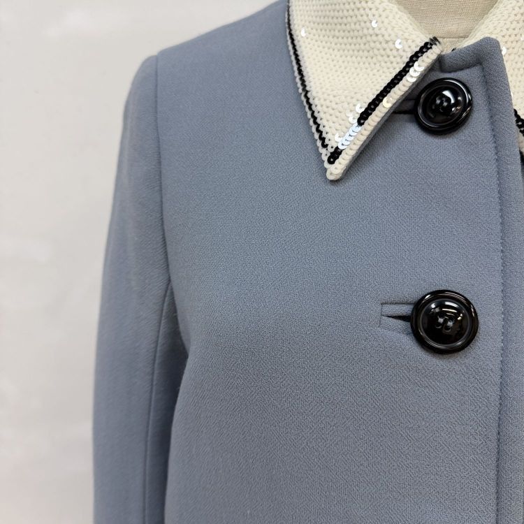 Miu Miu Miu Miu Sequin Collar Wool Coat Size 40 Size S / US 4 / IT 40 - 8 Thumbnail