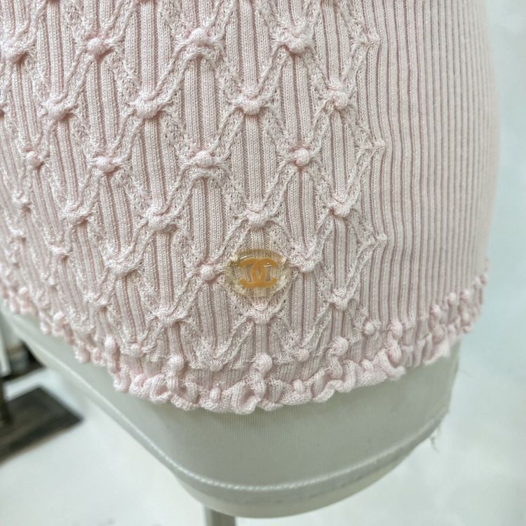 Chanel Chanel Pink Lattice Knit Tank Top Size 34 Size XS / US 0-2 / IT 36-38 - 6 Thumbnail