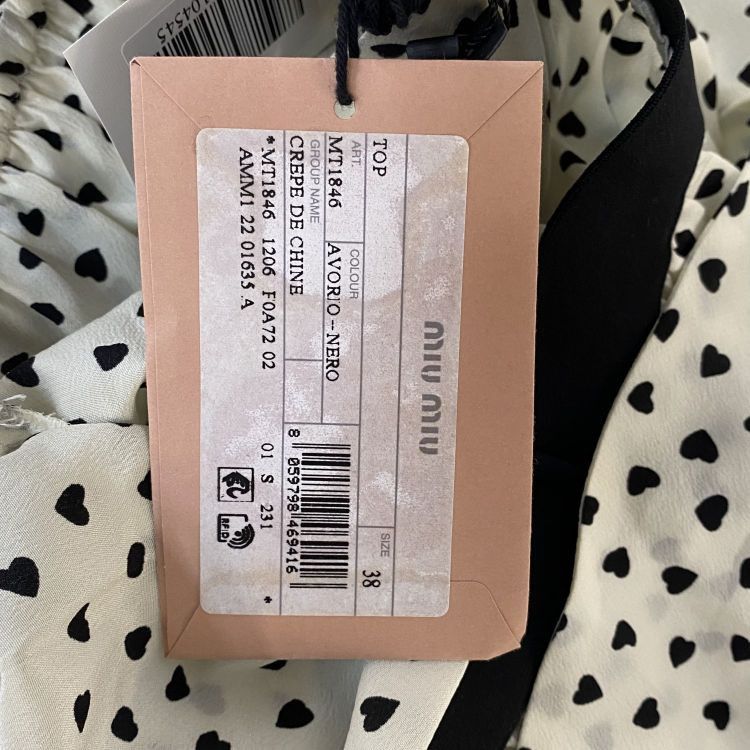 Miu Miu Miu Miu Heart Print Silk Blouse Size 38 Size XS / US 0-2 / IT 36-38 - 11 Thumbnail