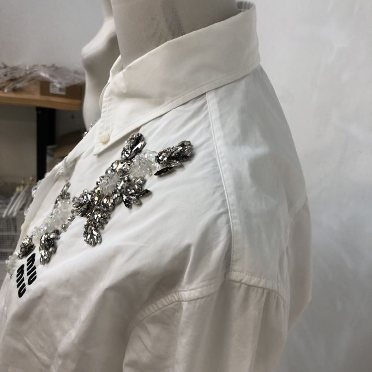 Miu Miu Miu Miu Crystal Embellished Button Up Shirt Size 38 Size XS / US 0-2 / IT 36-38 - 8 Thumbnail