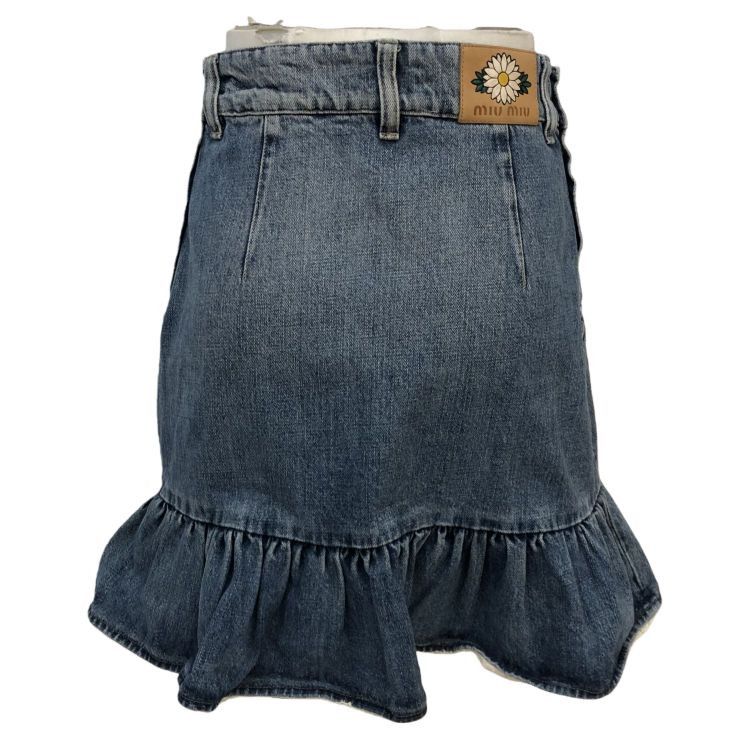 Miu Miu Miu Miu Ruffle Denim Midi Skirt Size 40 Size 27" / US 4 / IT 40 - 2 Thumbnail