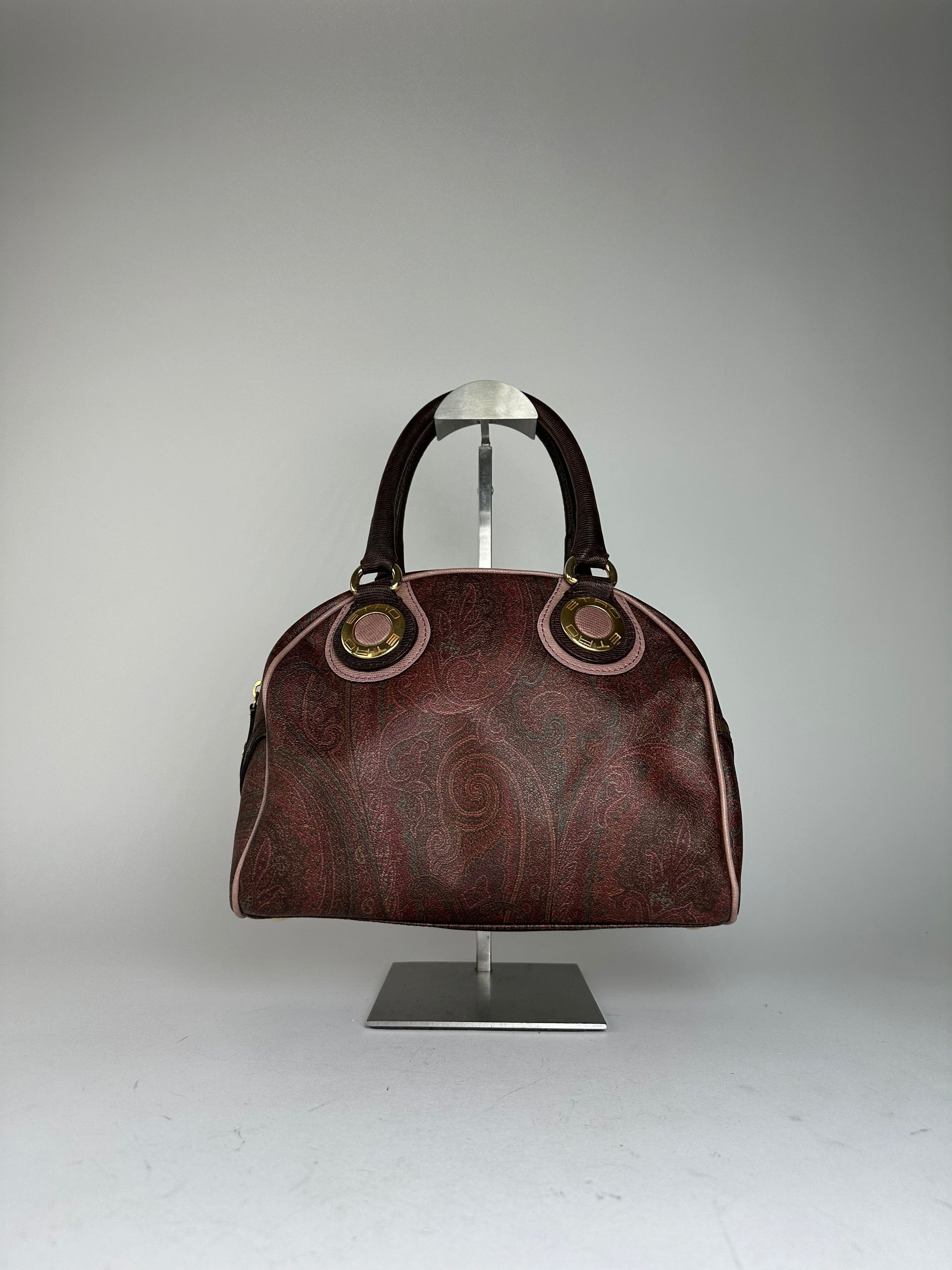 Etro Vintage Paisley Handbag Coated Canvas Brown Size ONE SIZE - 11 Thumbnail