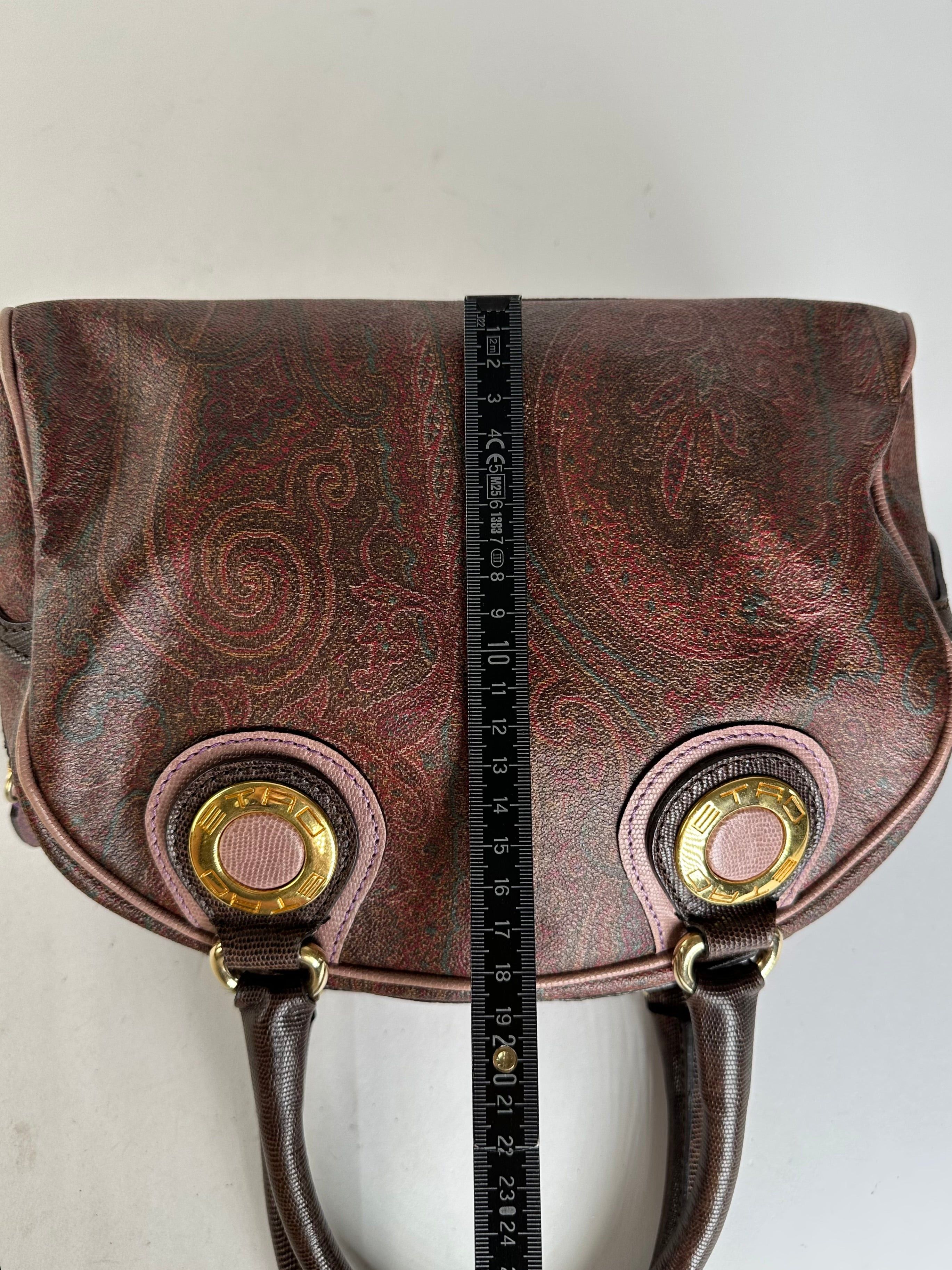 Etro Vintage Paisley Handbag Coated Canvas Brown Size ONE SIZE - 12 Thumbnail