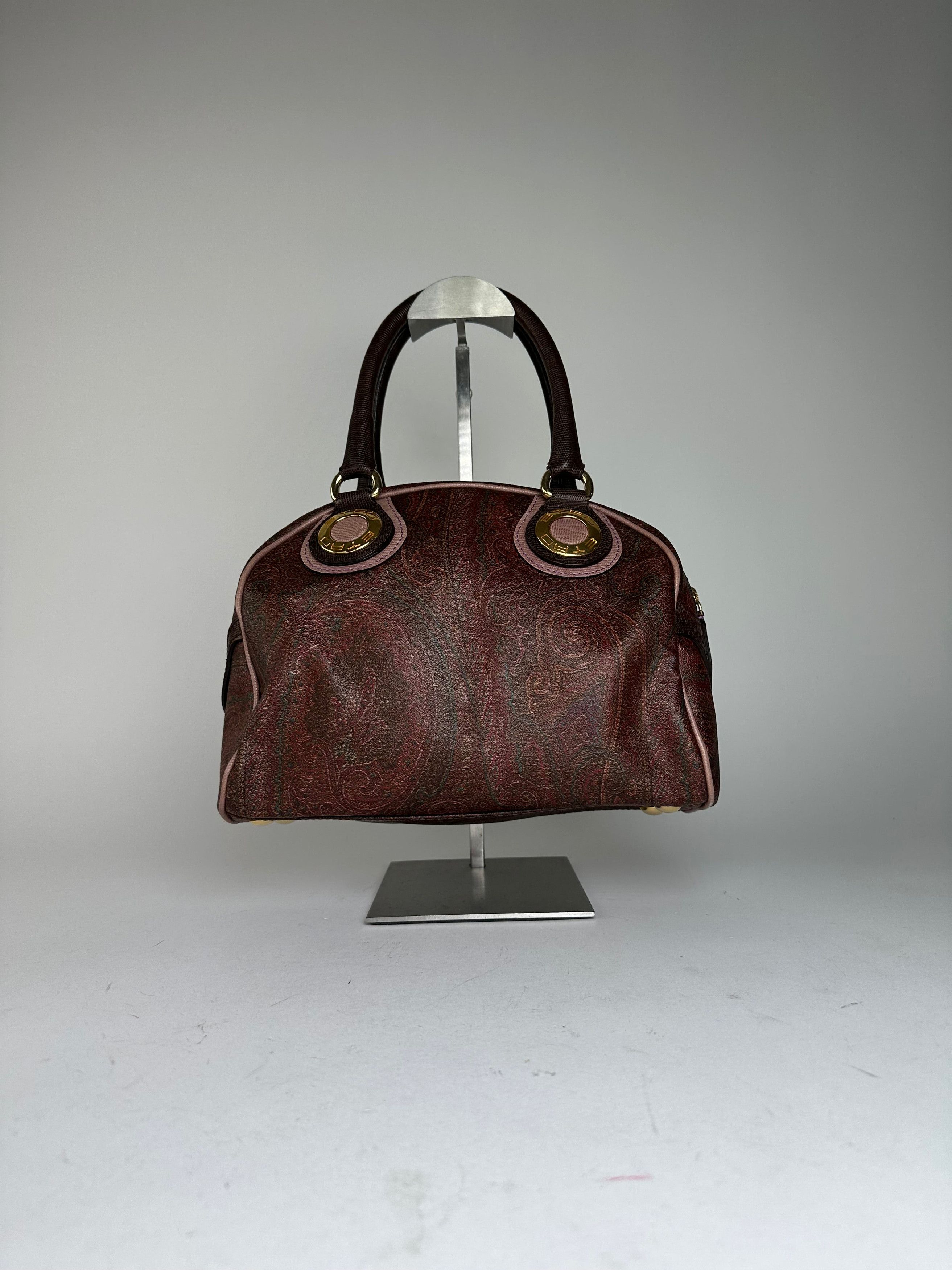Etro Vintage Paisley Handbag Coated Canvas Brown Size ONE SIZE - 13 Thumbnail