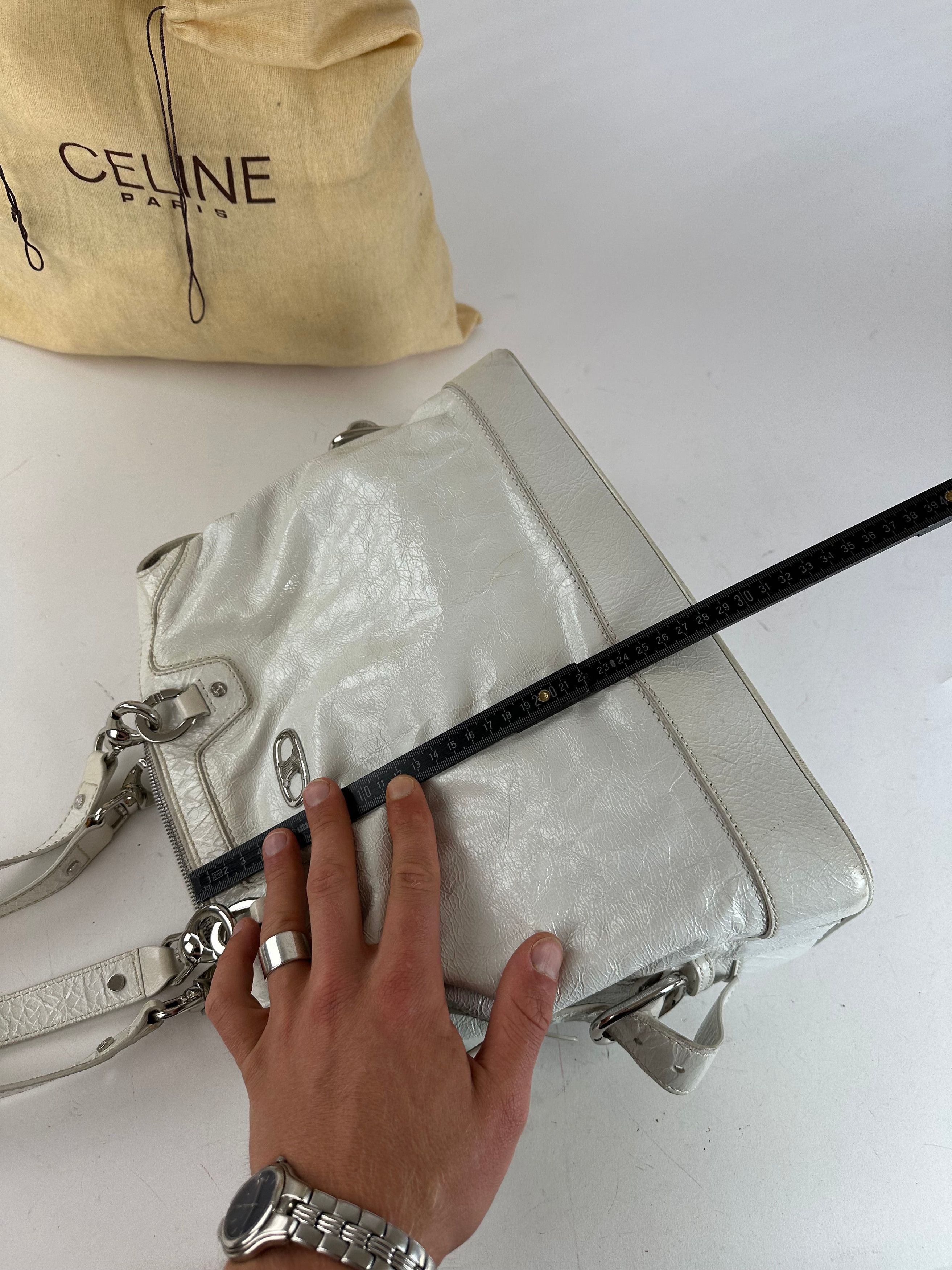 Celine Vintage Leather Shoulder Bag White Size ONE SIZE - 10 Thumbnail