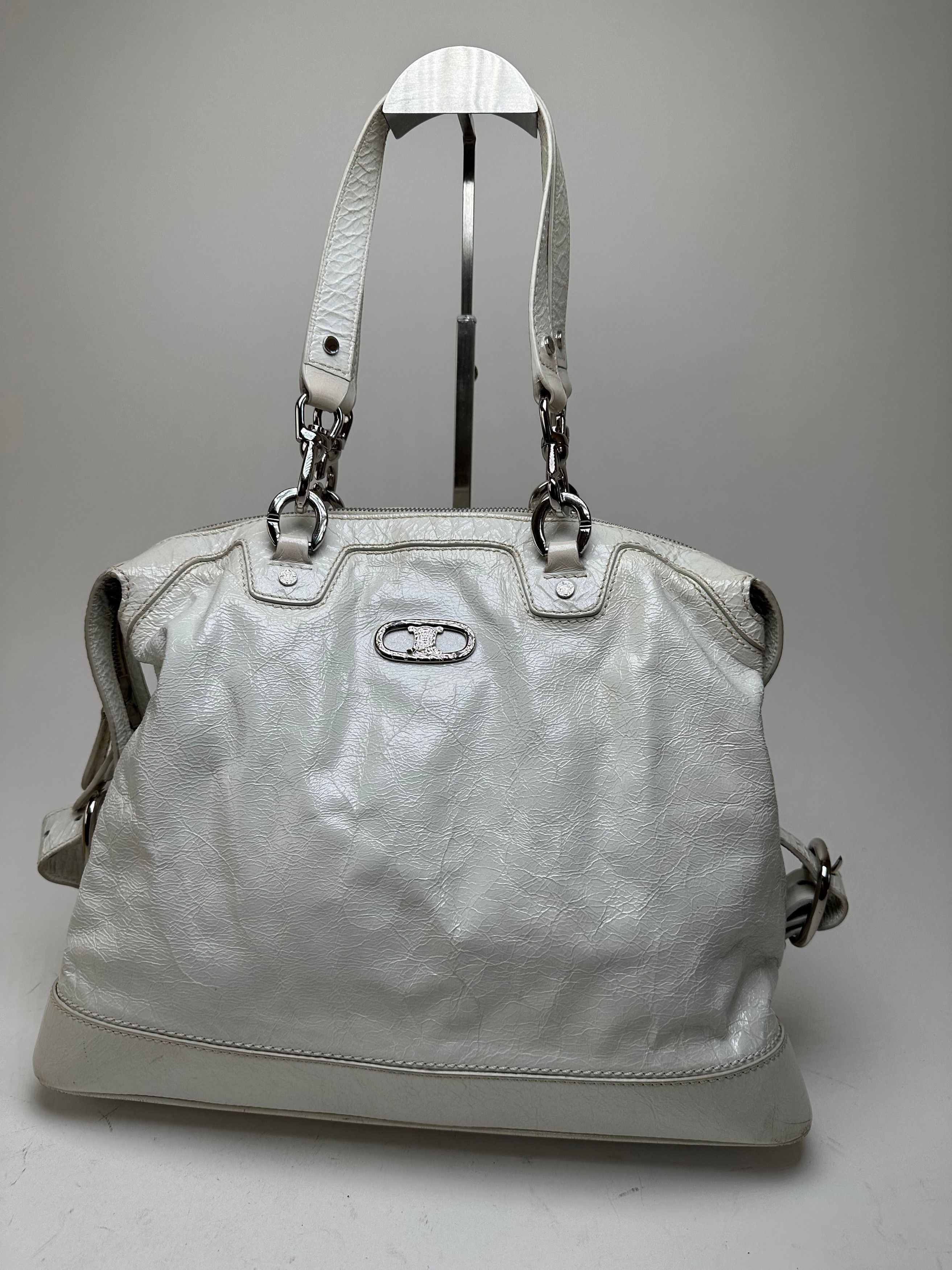 Celine Vintage Leather Shoulder Bag White Size ONE SIZE - 7 Thumbnail