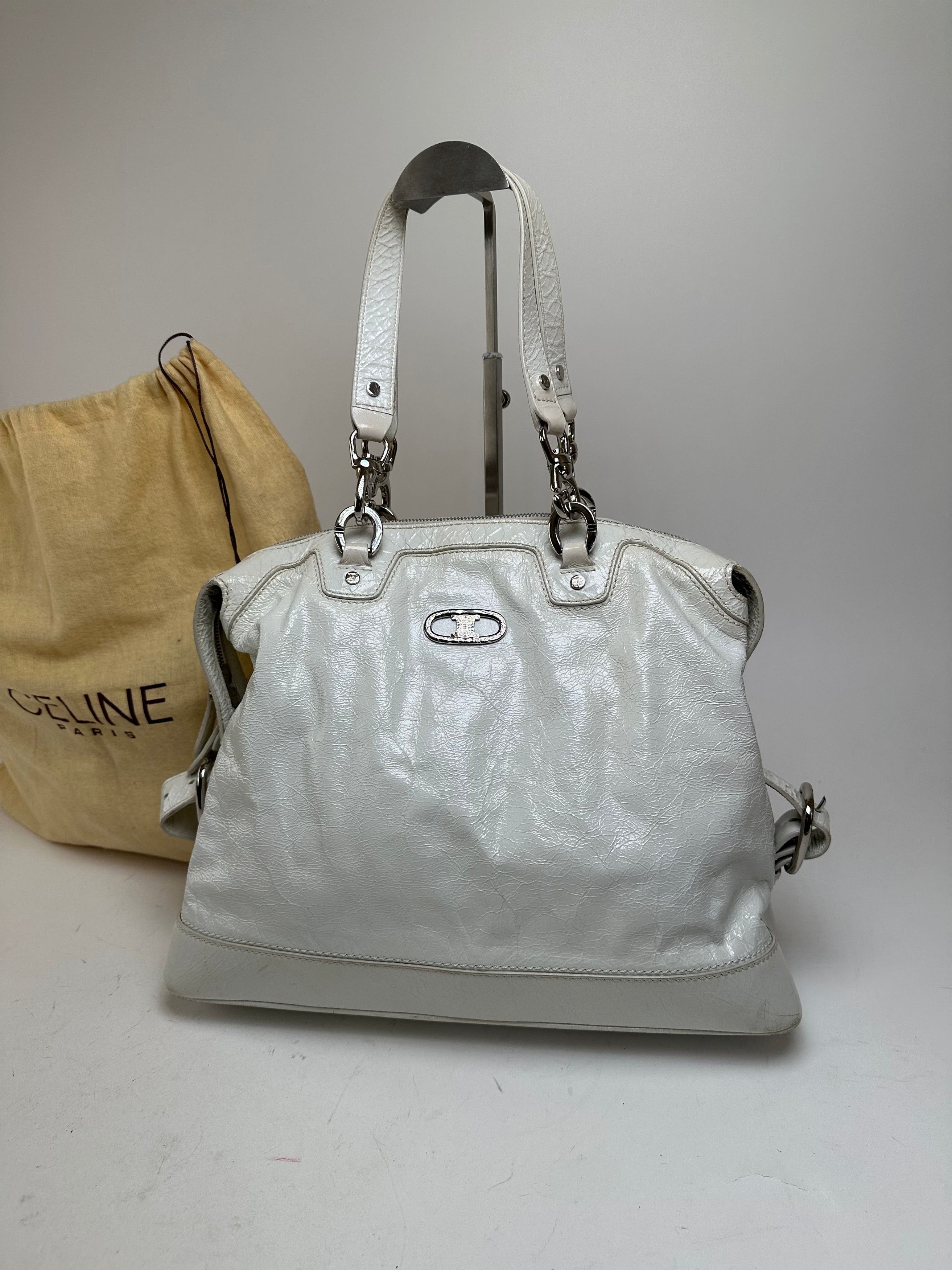 Celine Vintage Leather Shoulder Bag White Size ONE SIZE - 5 Thumbnail