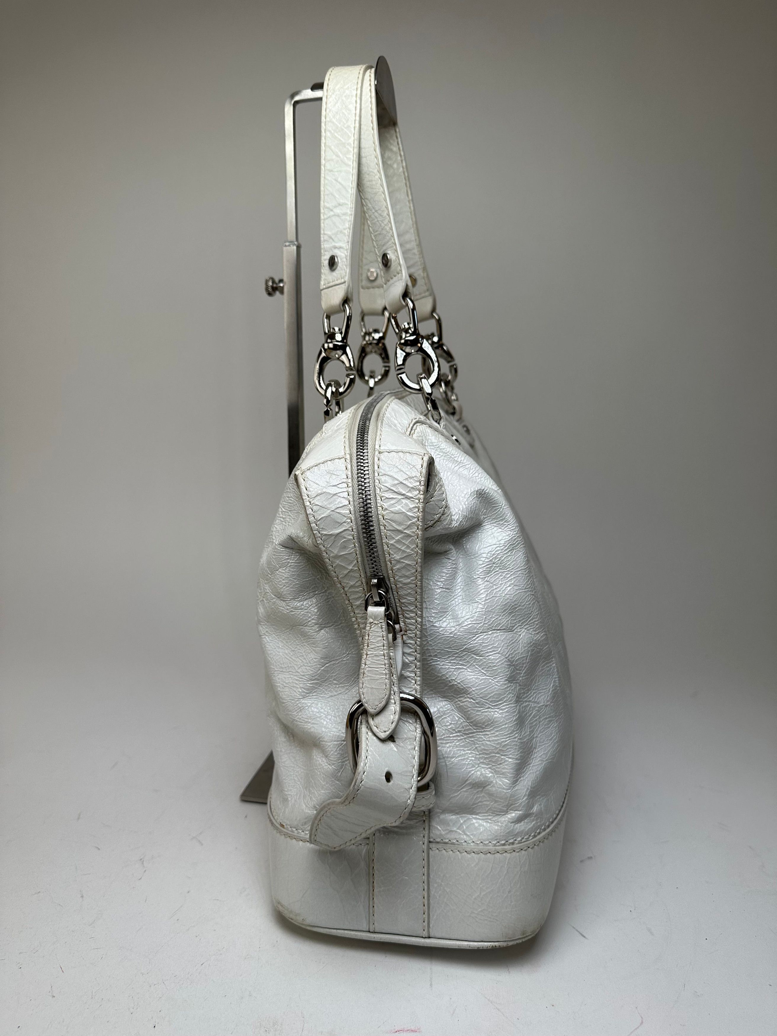 Celine Vintage Leather Shoulder Bag White Size ONE SIZE - 8 Thumbnail