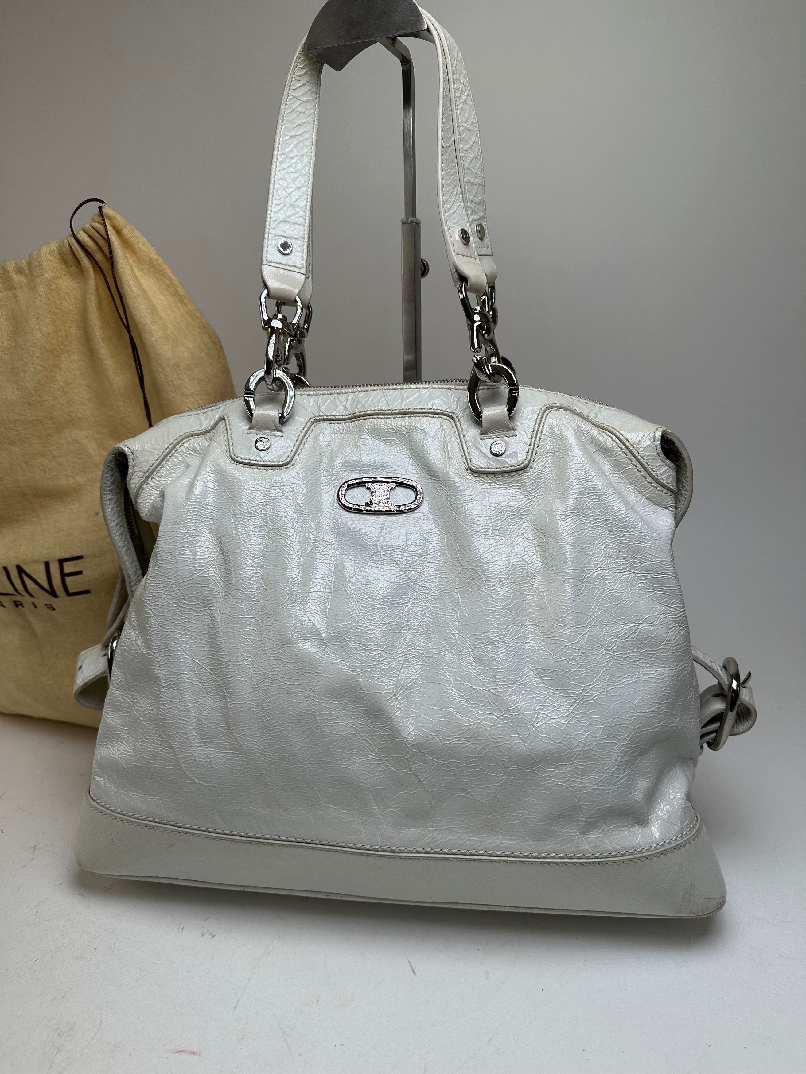 Celine Vintage Leather Shoulder Bag White Size ONE SIZE - 12 Thumbnail
