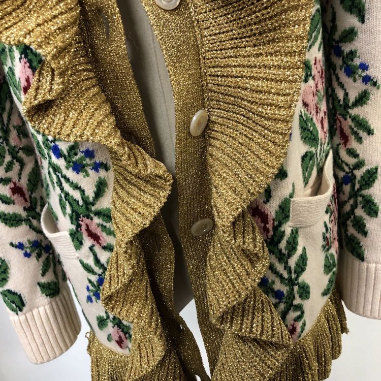 Gucci Gucci Floral Metallic Ruffle Cardigan Size XS Size XS / US 0-2 / IT 36-38 - 11 Thumbnail